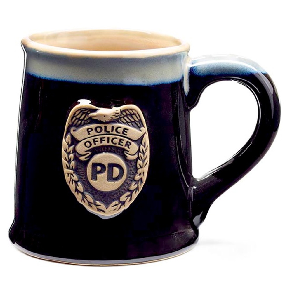 BLACK POLICE MESSAGE STEIN MUG new